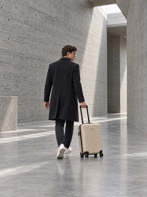 Carry-on suitcase — from behind, AI photo made with Pixo Studio