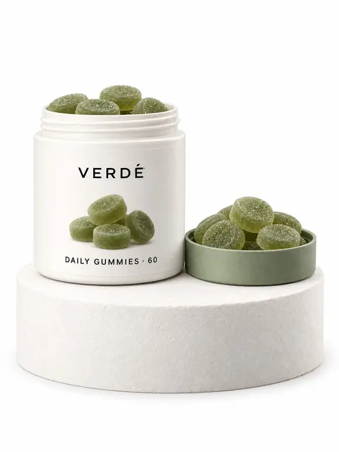 Daily gummies — in the upturned lid, AI photo made with Pixo Studio