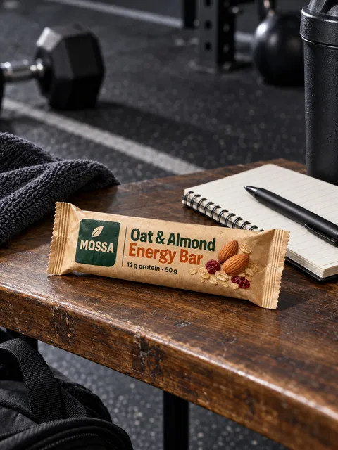 Energy bar — at the desk, AI photo made with Pixo Studio