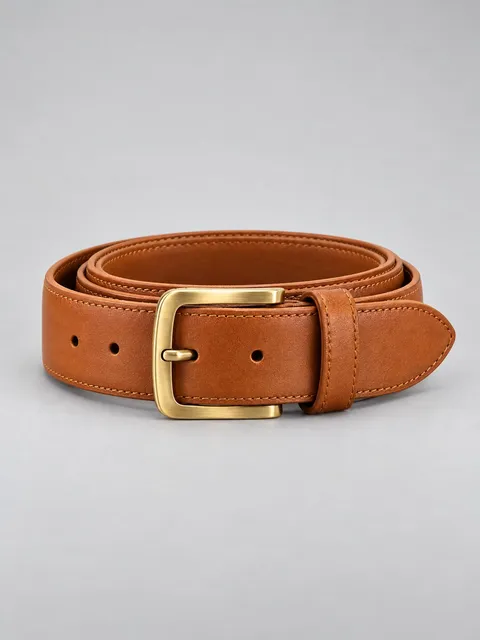 Leather belt — coiled, buckle up, AI photo made with Pixo Studio