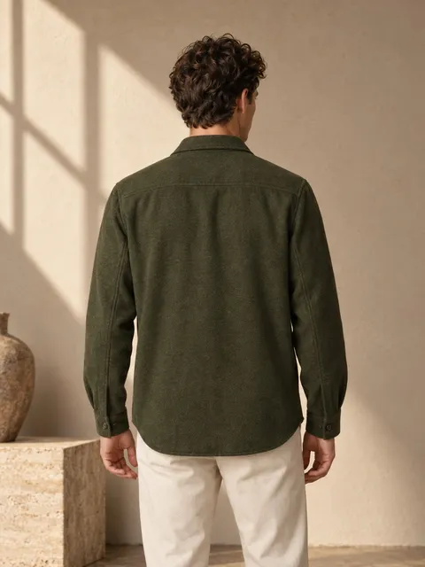 Merino overshirt — back, AI photo made with Pixo Studio