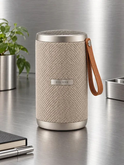 Portable speaker — on its own, close, AI photo made with Pixo Studio