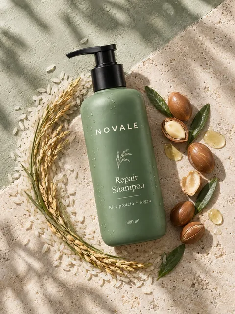Repair shampoo — from above, AI photo made with Pixo Studio