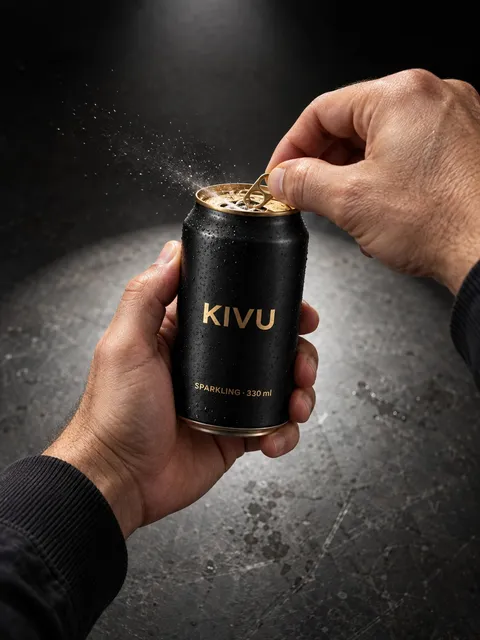 Sparkling can — opening the can, AI photo made with Pixo Studio