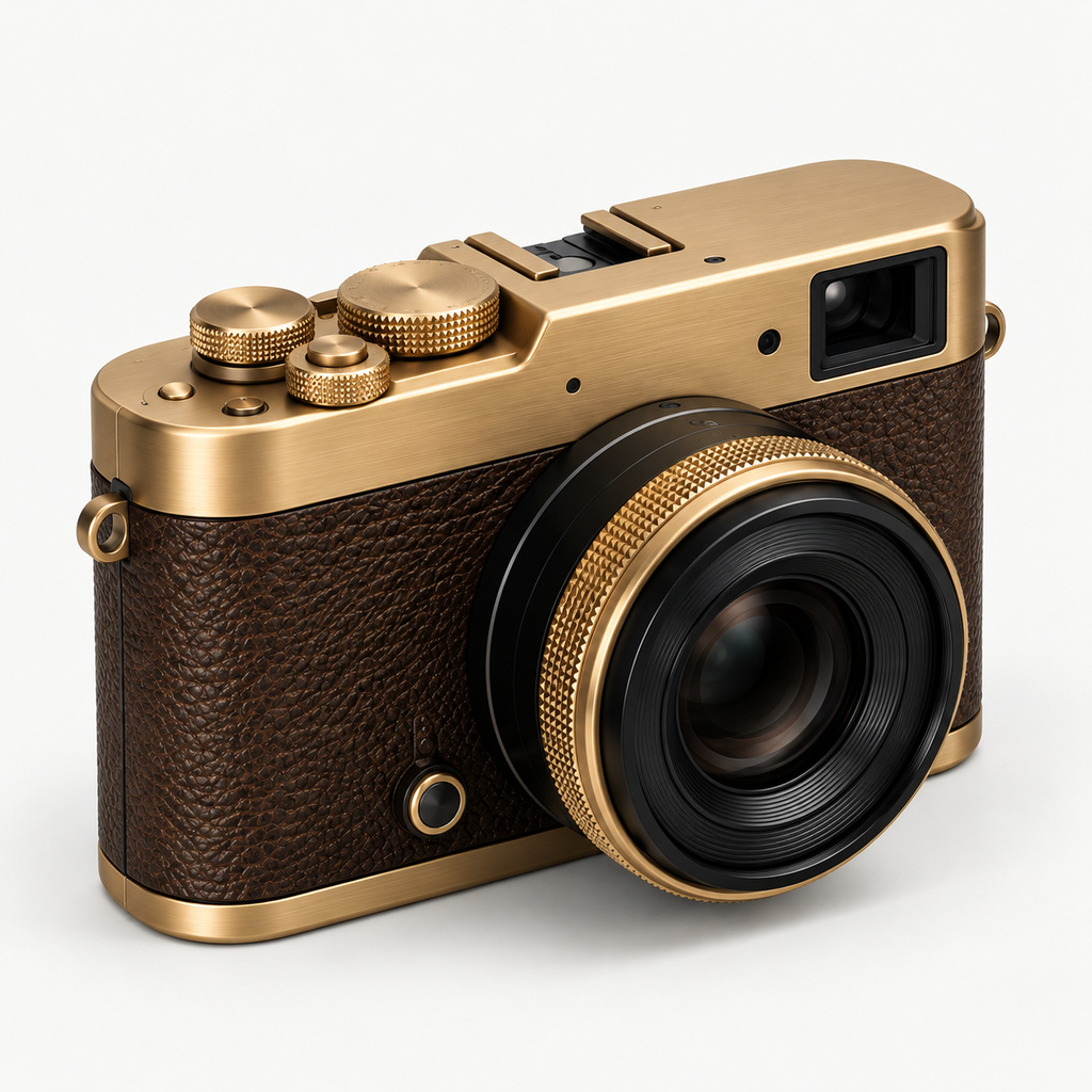 Product photo of a gold vintage camera